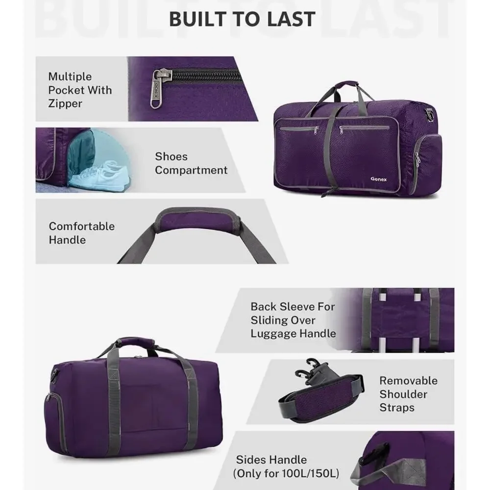 Gonex 150L Large Travel Duffle Bag - Purple